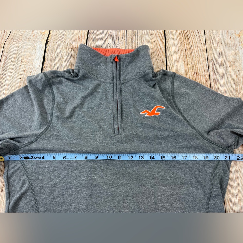 Womens Hollister Sport 1/4 Zip Pullover Shirt Grey Orange Longsleeve Size XL - Picture 7 of 9